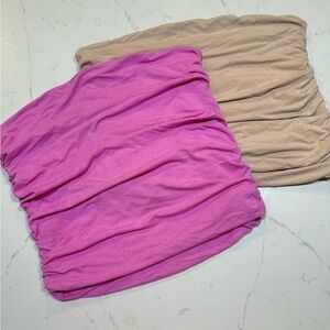 Pink and Tan Tube Tops Set